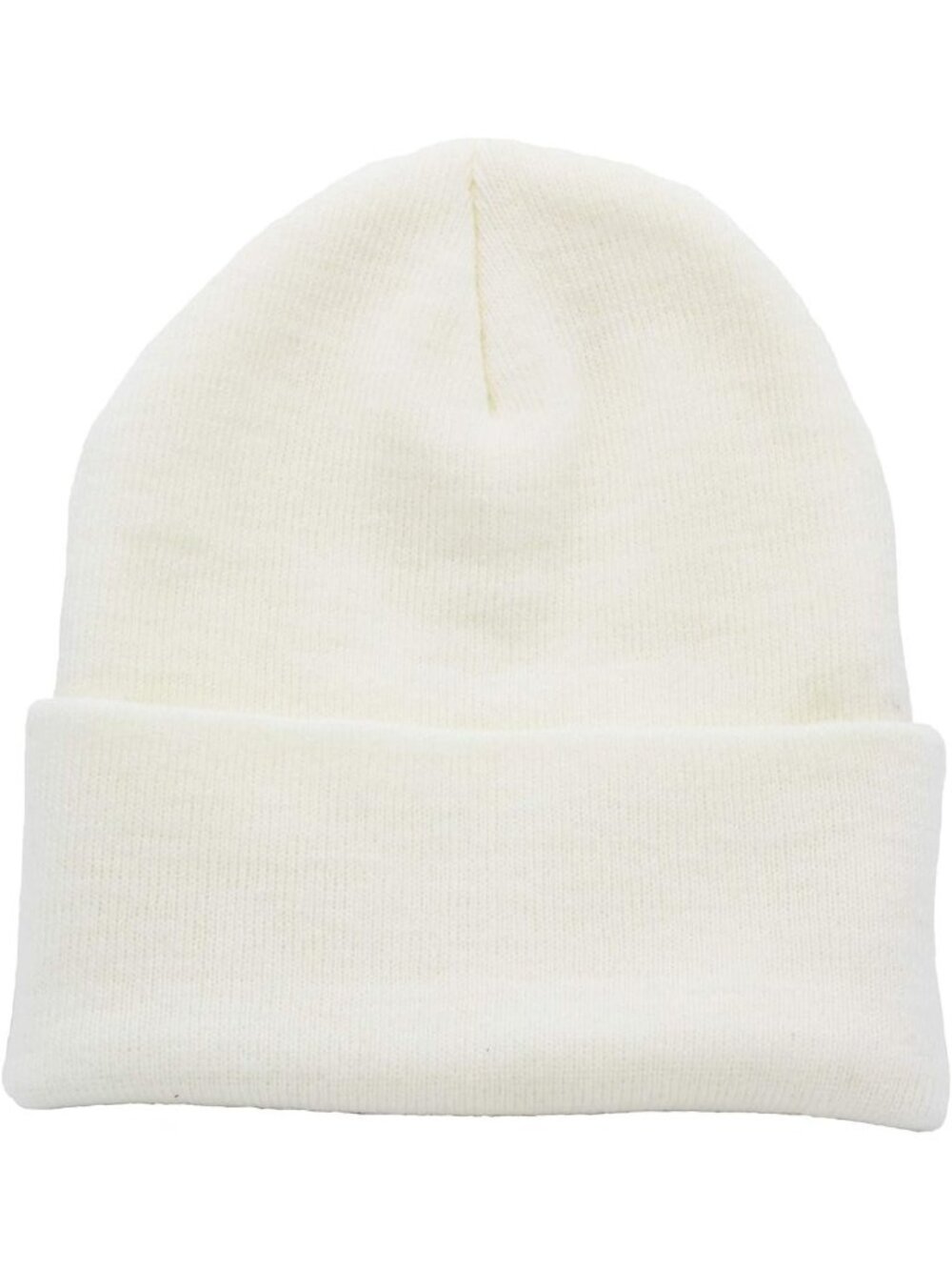 Unisex White Cuffed Plain Skull Knit Beanie Hat For Imported Winter Cap